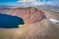 LjÃÂ³tipollur Volcano Crater Lake in Iceland.Picture made by drone from above Royalty Free Stock Photo