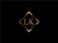 LK Initial diamond shape Gold color later Logo DesignX