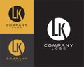 Lk, kl initial logo design letter with circle shape