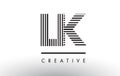 LK L K Black and White Lines Letter Logo Design.