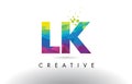 LK L K Colorful Letter Origami Triangles Design Vector.