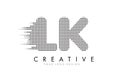 LK L K Letter Logo with Black Dots and Trails.