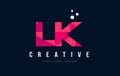 LK L K Letter Logo with Purple Low Poly Pink Triangles Concept