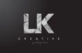 LK L K Letter Logo with Zebra Lines Texture Design Vector.