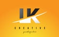 LK L K Letter Modern Logo Design with Yellow Background and Swoosh.