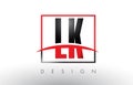 LK L K Logo Letters with Red and Black Colors and Swoosh.