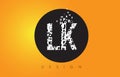 LK L K Logo Made of Small Letters with Black Circle and Yellow B