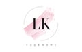 LK L K Watercolor Letter Logo Design with Circular Brush Pattern