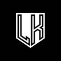 LK Logo monogram shield geometric black line inside white shield color design