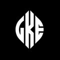 LKE circle letter logo design with circle and ellipse shape. LKE ellipse letters with typographic style. The three initials form a Royalty Free Stock Photo