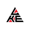 LKE triangle letter logo design with triangle shape. LKE triangle logo design monogram. LKE triangle vector logo template with red Royalty Free Stock Photo