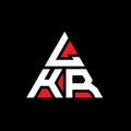 LKR triangle letter logo design with triangle shape. LKR triangle logo design monogram. LKR triangle vector logo template with red