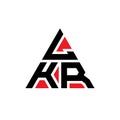 LKR triangle letter logo design with triangle shape. LKR triangle logo design monogram. LKR triangle vector logo template with red