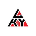 LKY triangle letter logo design with triangle shape. LKY triangle logo design monogram. LKY triangle vector logo template with red