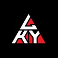 LKY triangle letter logo design with triangle shape. LKY triangle logo design monogram. LKY triangle vector logo template with red