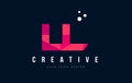 LL L Letter Logo with Purple Low Poly Pink Triangles Concept