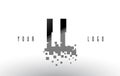 LL L Pixel Letter Logo with Digital Shattered Black Squares