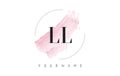 LL L Watercolor Letter Logo Design with Circular Brush Pattern.