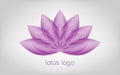 Purple Lotus logo, Flower of Life. Sacred Geometry. Symbol of Harmony and Balance. Sign of purity. Chakra Yoga design isolated Royalty Free Stock Photo