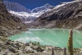 Llaca lake in Cordillera Blanca with snowcapped Andes, Ancash, Peru