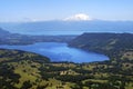 Llaima and Villarrica volcanoes and Lake Villarrica, Chile Royalty Free Stock Photo