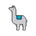 llama alpaca pixel art isolated. 8 bit Vector illustration