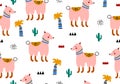 Llama baby cartoon pattern