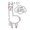 Llama be your Valentine - Valentine`s Day hand drawn illustration.