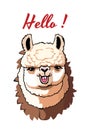 Llama cartoon alpaca. Lama animal vector isolated illustration. Cute funny digital art. Design for card, sticker , fabric textile