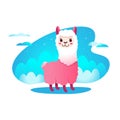 Llama cartoon alpaca, lama baby animal, nice vector illustration, Cute funny design Royalty Free Stock Photo