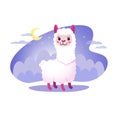 Llama cartoon alpaca, lama baby animal, nice vector illustration, Cute funny design