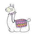 Llama cartoon icon, trendy colorful drawing for decor