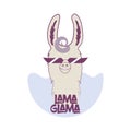 Funny lama in sunglasses with curly hair. Royalty Free Stock Photo