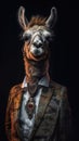 Llama dressed in an elegant modern suit with a nice tie