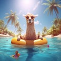 Llama with float and sunglasses