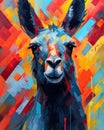 llama form and spirit through an abstract lens. dynamic and expressive llama print by using bold brushstrokes, Cute Lama Royalty Free Stock Photo