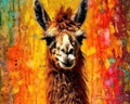 llama form and spirit through an abstract lens. dynamic and expressive llama print by using bold brushstrokes, Cute Lama Royalty Free Stock Photo