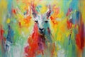 llama form and spirit through an abstract lens. dynamic and expressive llama print by using bold brushstrokes, Cute Lama Royalty Free Stock Photo