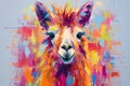 llama form and spirit through an abstract lens. dynamic and expressive llama print by using bold brushstrokes, Cute Lama Royalty Free Stock Photo