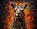 llama form and spirit through an abstract lens. dynamic and expressive llama print by using bold brushstrokes, Cute Lama Royalty Free Stock Photo