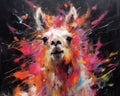 llama form and spirit through an abstract lens. dynamic and expressive llama print by using bold brushstrokes, Cute Lama Royalty Free Stock Photo