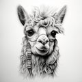 Llama Head Tattoo Drawing On White Background - Realistic Art