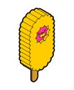 Llama Ice cream on stick. Lama alpaca Eskimo. Cute animal Sweetness cartoon vector