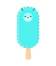 Llama Ice cream on stick. Lama alpaca Eskimo. Cute animal Sweetness cartoon vector