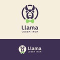 Llama logo in a circle with a bow on the neck