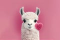 llama in love, postcard for 14th february.