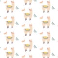 Llama pattern seamless. Lama alpaca background. cartoon vector ornament.