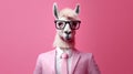 Llama in Pink Business Suit Ready for the Office. Generative AI