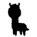 Llama Silhouette. Alpaca animal black hand drawn. Vector illustration. Royalty Free Stock Photo