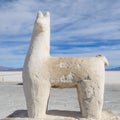 Llama statue made of salt at Salinas Grandes in Jujuy, Argentina Royalty Free Stock Photo